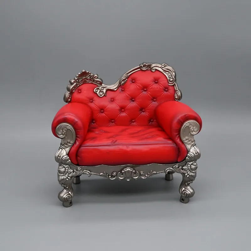 أريكة حمراء بتصميم أوروبي عتيق بطول 13 سم، إكسسوارات دمى، مناسبة لدمى BJD مقاس 1/8 ودمى OB24 الصغيرة، ديكور لعرض المشاهد المصغرة