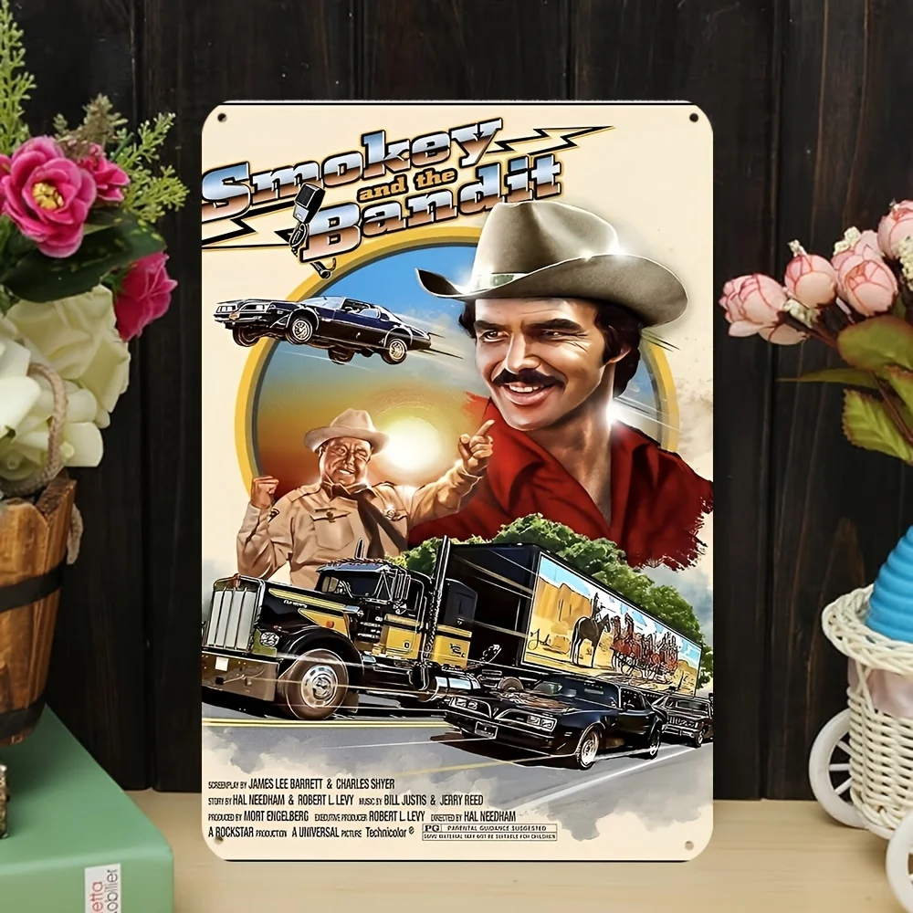 

1pc Smokey and the Bandit II Classic Movie Metal Tin Sign - 8x12"| Durable, Easy-Hang Wall Decor Featuring Iconic Characters