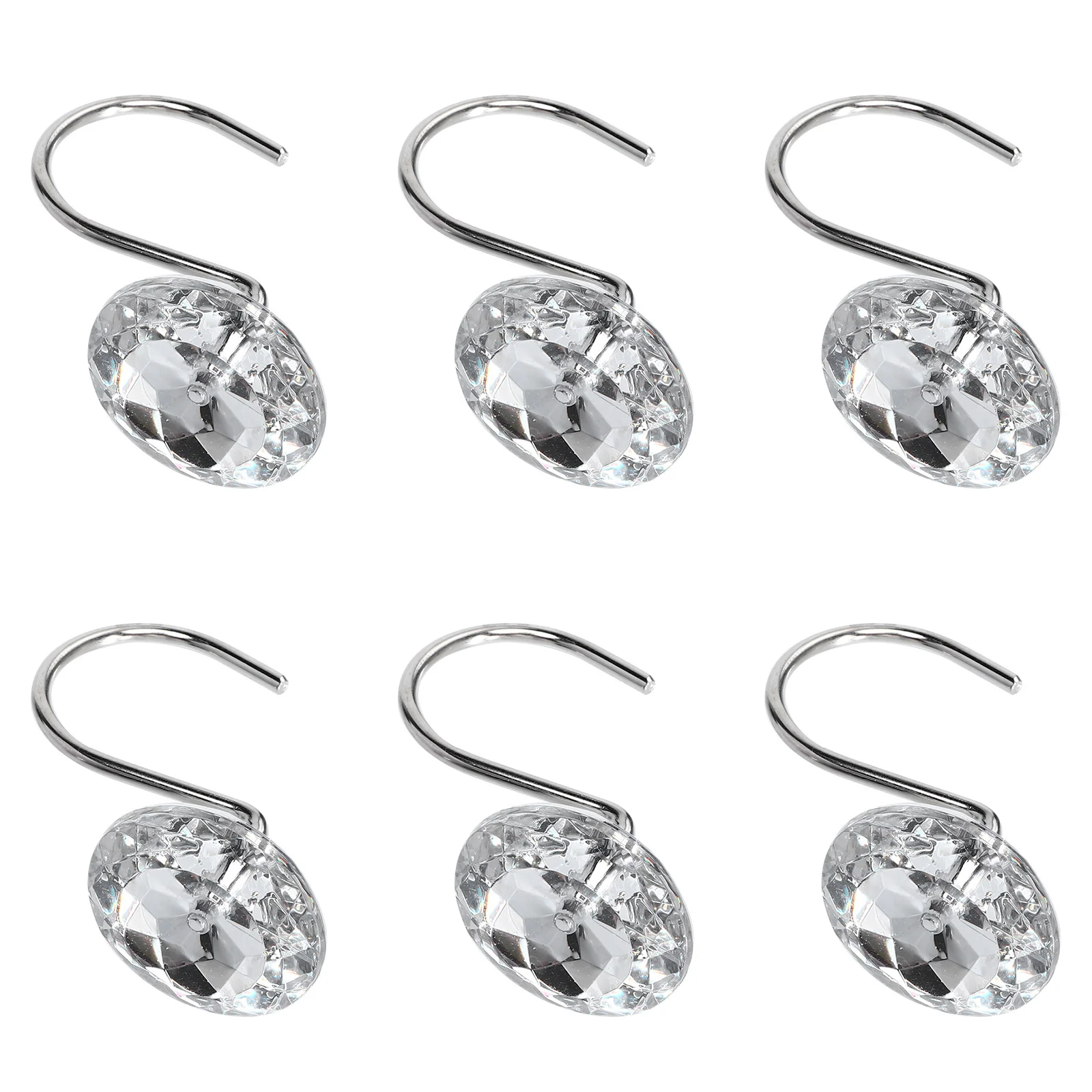 

12 Pcs Acrylic Rhinestone Bathroom Curtain Hooks Shower Hanging Hangers Clear Decorative Space Saving Premium Material