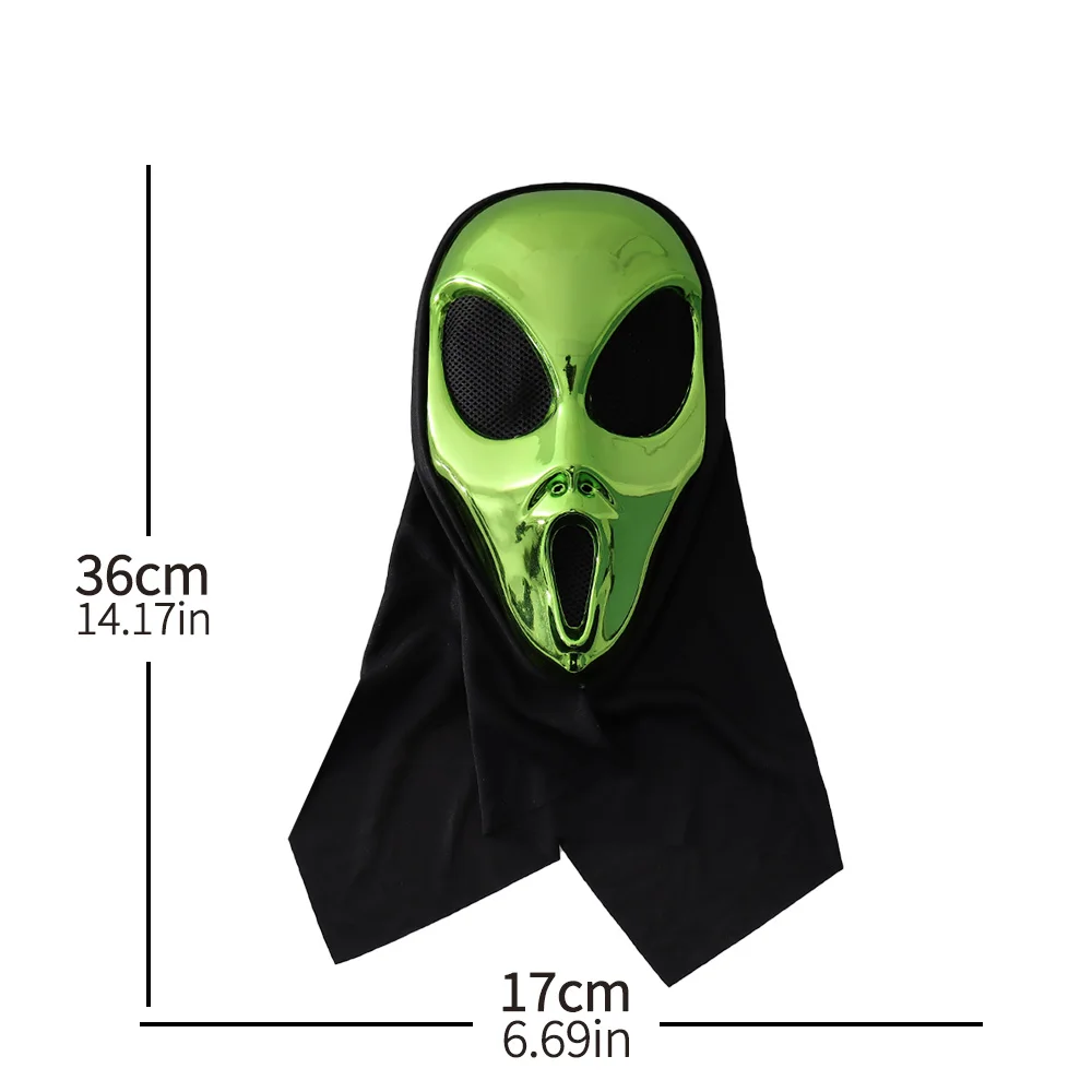 Máscara de OVNI alienígena verde, casco de plástico de monstruo alienígenas, disfraz de Halloween, Carnaval, mascarada, fiesta, accesorios de disfraz para niños y adultos
