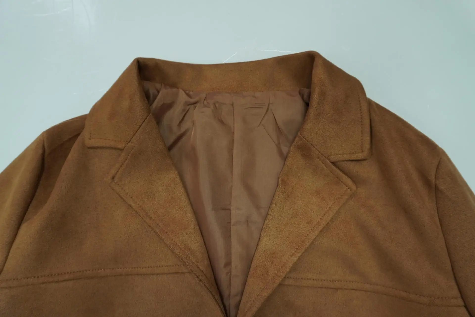 Semišový kabát 2025 Bunda pro ženy Svrchní oblečení Nadměrné dámské streetwear Jednořadé dámské kabáty Prošívané bundy Topy - náhled 5