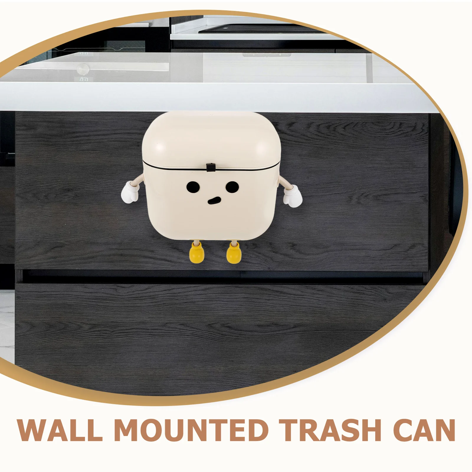 

Kitchen Hanging Waste Basket Lidded Cabinet Door Garbage Container Practical Trash Bin Compost Holder Small Garbage Cans