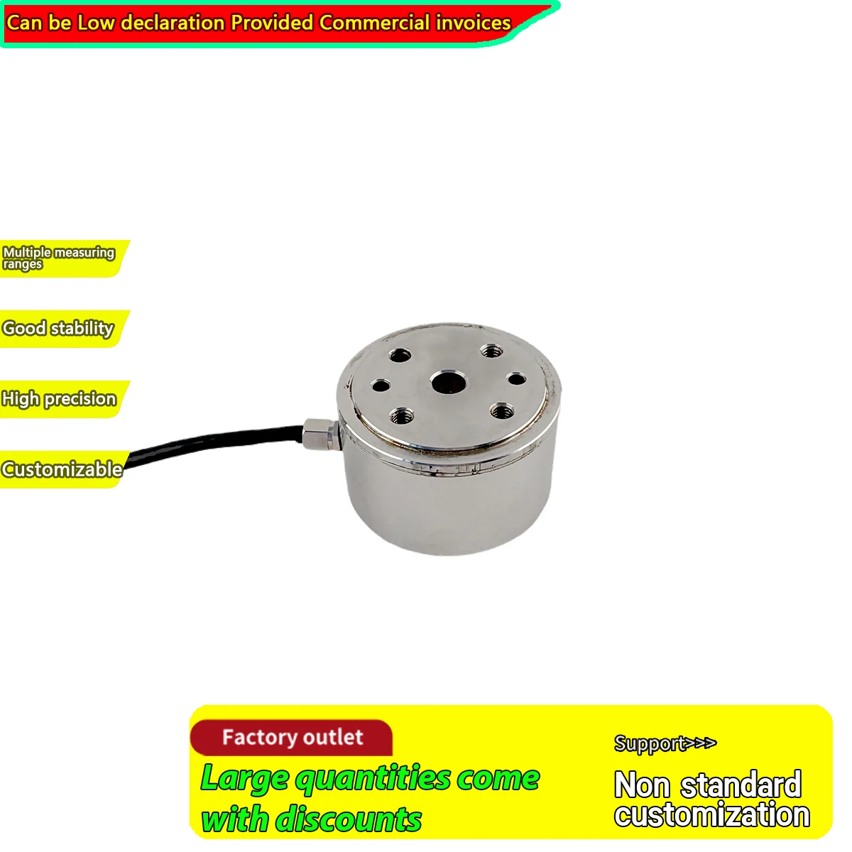 Compact Torque Load Cell Micro Reaction Torque Sensor 100Nm High Sensitivity Stainless Steel Force Sensor for Torque Monitoring