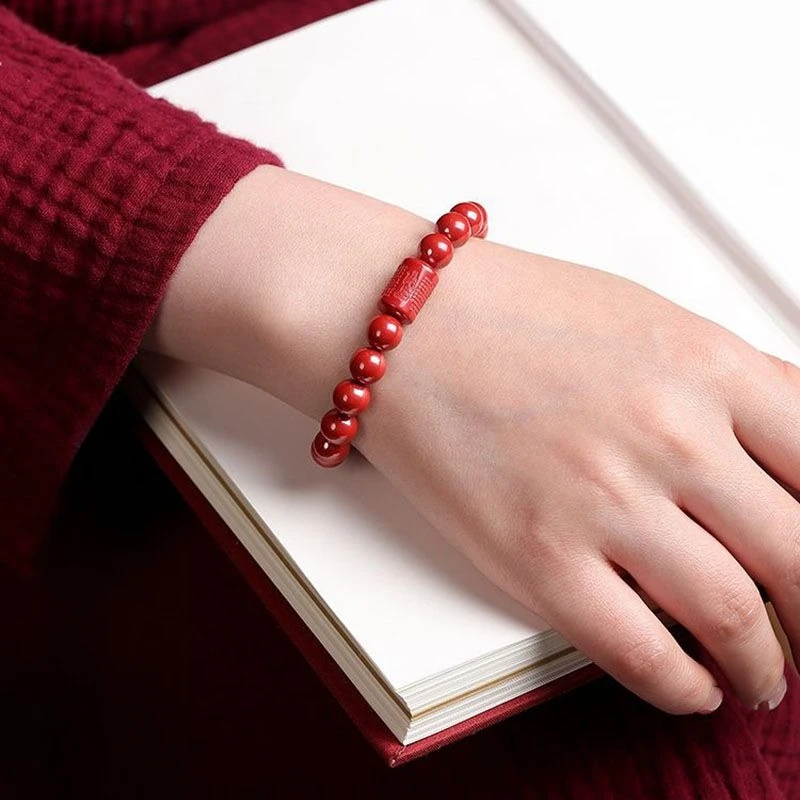 Cinnabar Bracelet Natural Imperial Sand Good Luck Bracelet Women's Natal Year Holiday Gifts