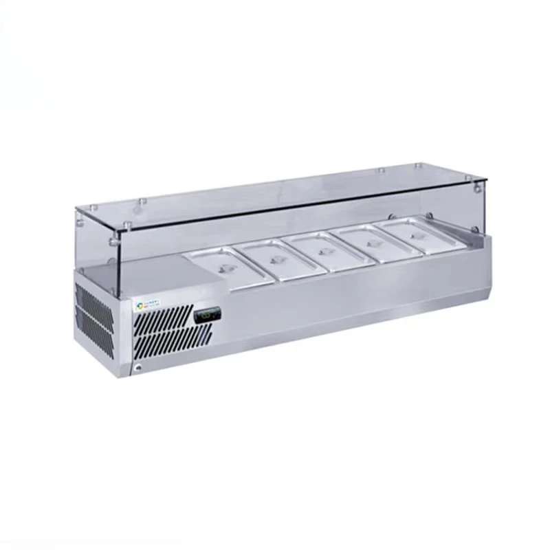 Small Countertop Refrigerated Prep Station Fruit Preparation Freezer Display Cooler Por Salad Fridge for Commercial Kitchen