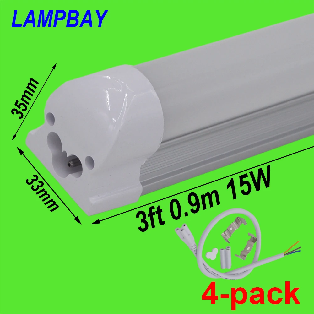 

T8 Integrated Tube Light 3ft 0.9m 15W 1700LM 36" Linkable Lamp Fixture LED Bulb Linear Bar Lighting with fittings