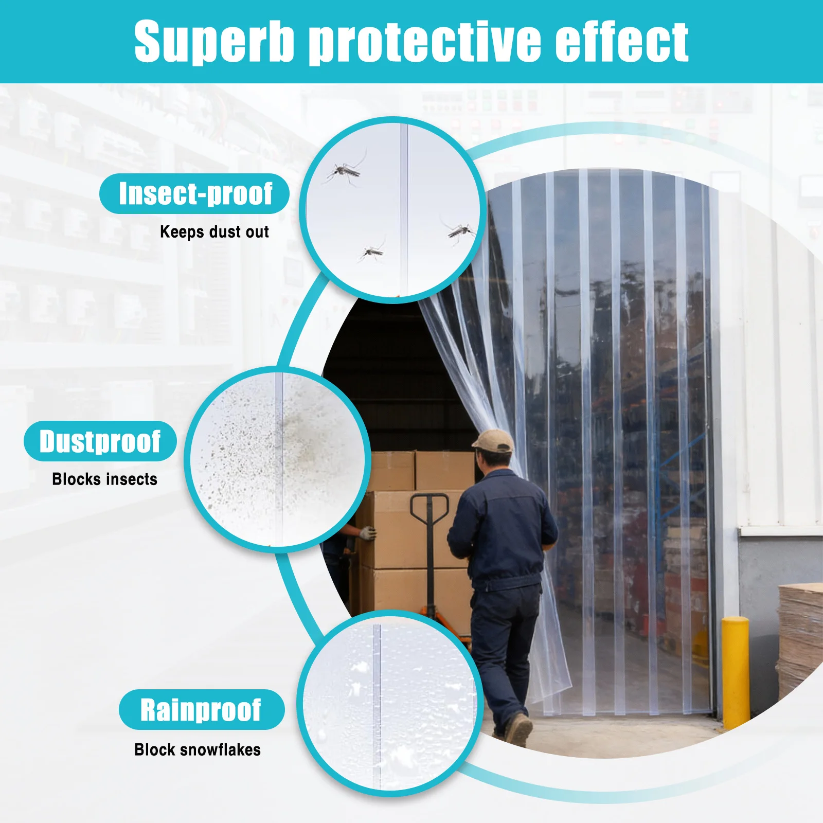 Windproof Soft Curtain Strip Waterproof Multi-Purpose Door Protective Film Wear Resist Cool in Summer & Warm in Winter
