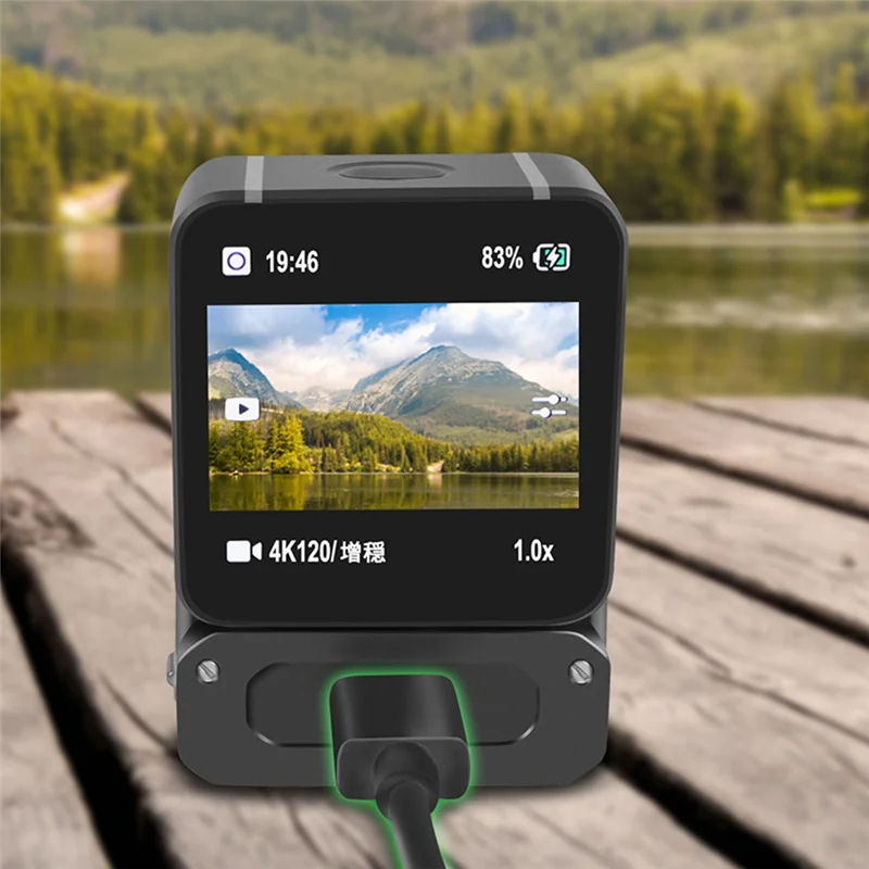 2 In1 Magnetic Charging Adapter Foldable Tripod Mount 1/4 inch Interface for ACTION 2 Action Camera