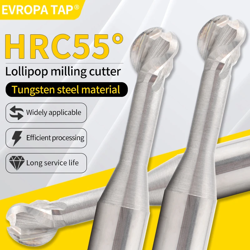 

Tungsten Steel Carbide Lollipop Ball End Mill Ball T-Shaped 2-Flute Arched Arc R Milling Cutter For Aluminum/Steel Endmills Tool
