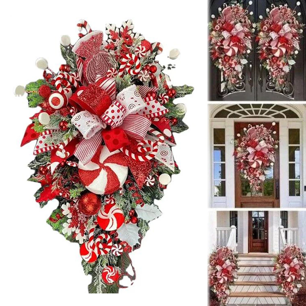 Christmas Wreath Candy Upside Down Tree Garland Upside Down Artificial Christmas Tree Christmas Swag Christmas Home Decor