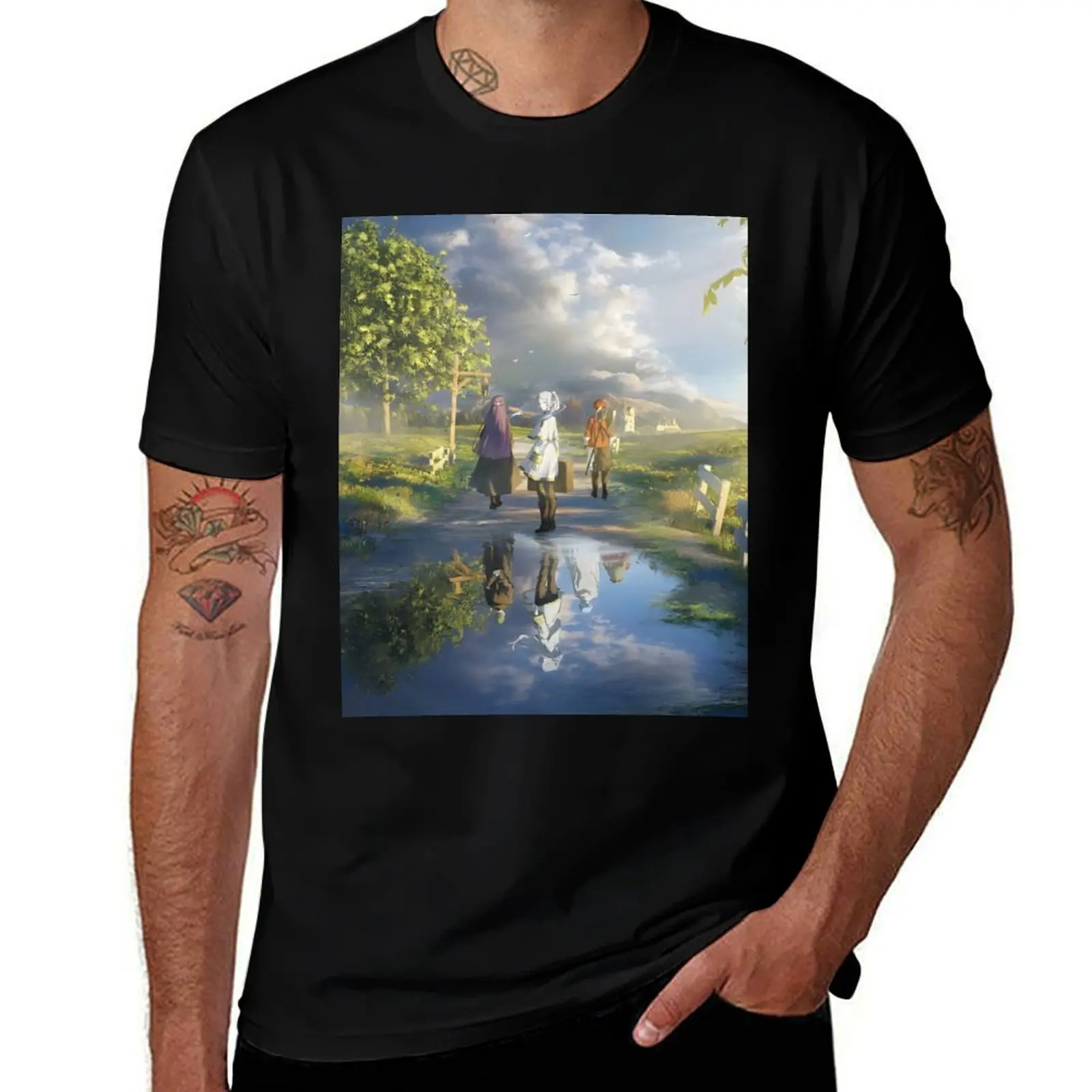 

no Sousou Frieren T-Shirt All Match Print Short Sleeve Top