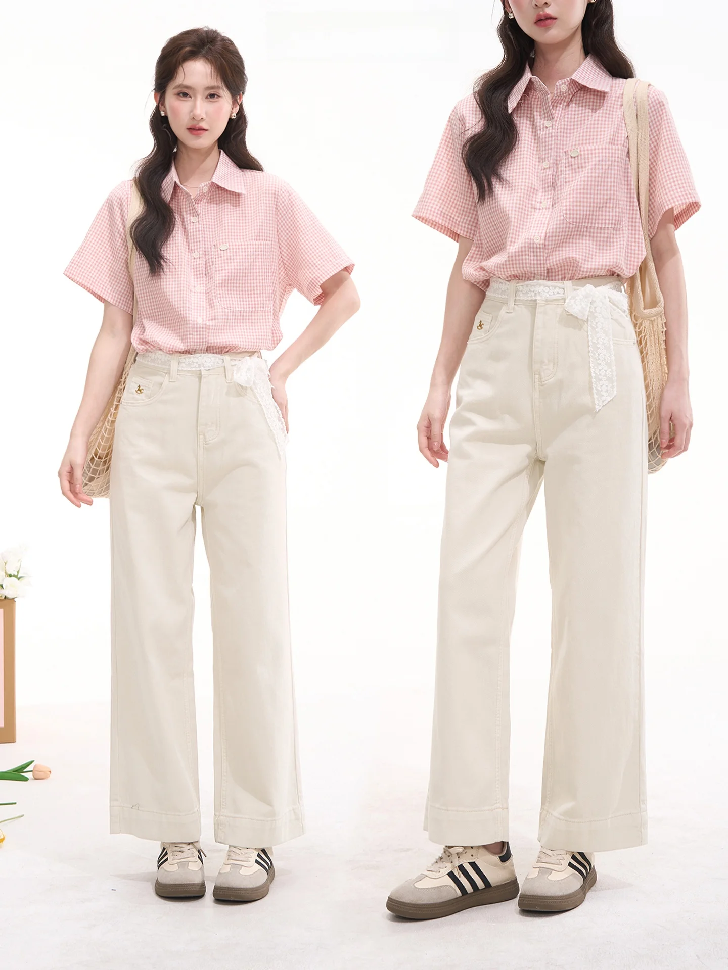 

Женские джинсы с высокой талией и прямыми штанинами, весна-лето, универсальные, с вышивкой Little Pony, джинсовые брюки с цветочным узором и декоративными вставками