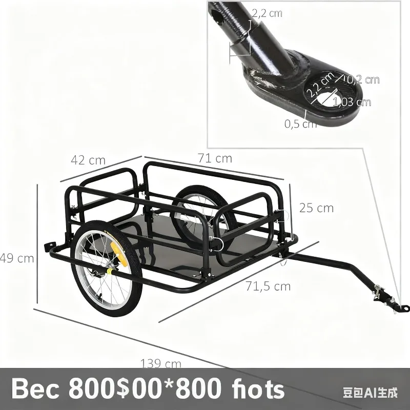 Trolley Camp Camping Trailer Outdoor Stall Tie Rod Picnic Bicycle Foldable Push Cycling Trolley
