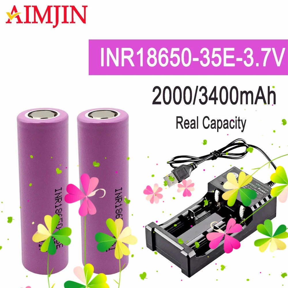 

Wholesale 18650 Rechargeable Battery INR18650-35E 3.7V 2000mAh 3400mAh 10A High Power Discharge DIY Series Parallel With USB