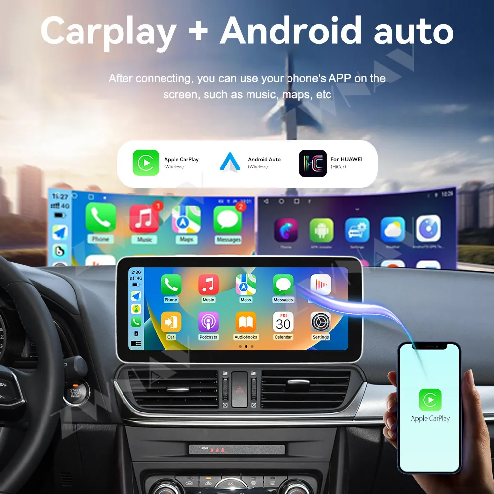 Android 14 Wireless Carplay 12.3 Inch Touch Screen For Mazda CX-4 2014-2021 Car Multimedia Player GPS Navigation Head Unit Auto