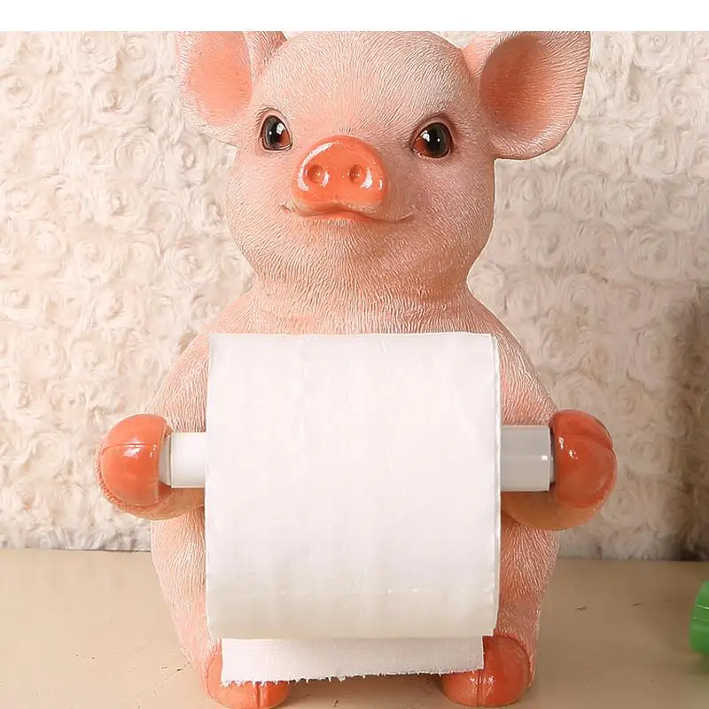 Resin Animals Paper Towel Holder Desktop VerticalPaper Roll  Pig/elephant/monkey Decorative Ornaments Crafts Tissue Box