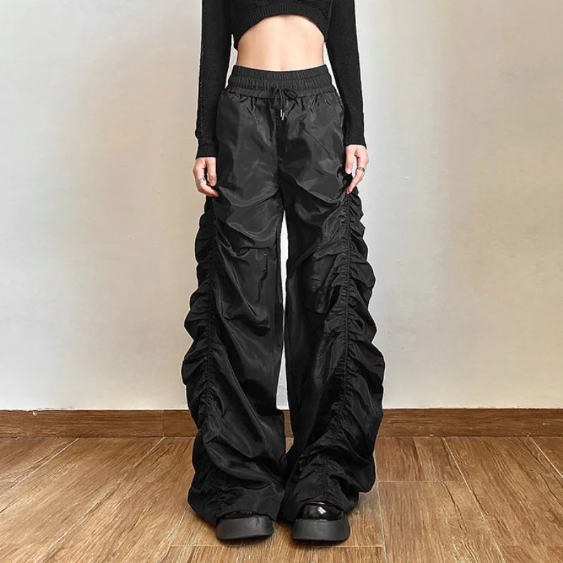 

Gothic Punk Pleated Design High Waist Casual Pants Female Grunge E-girl Fashion Pants Women's Clothes