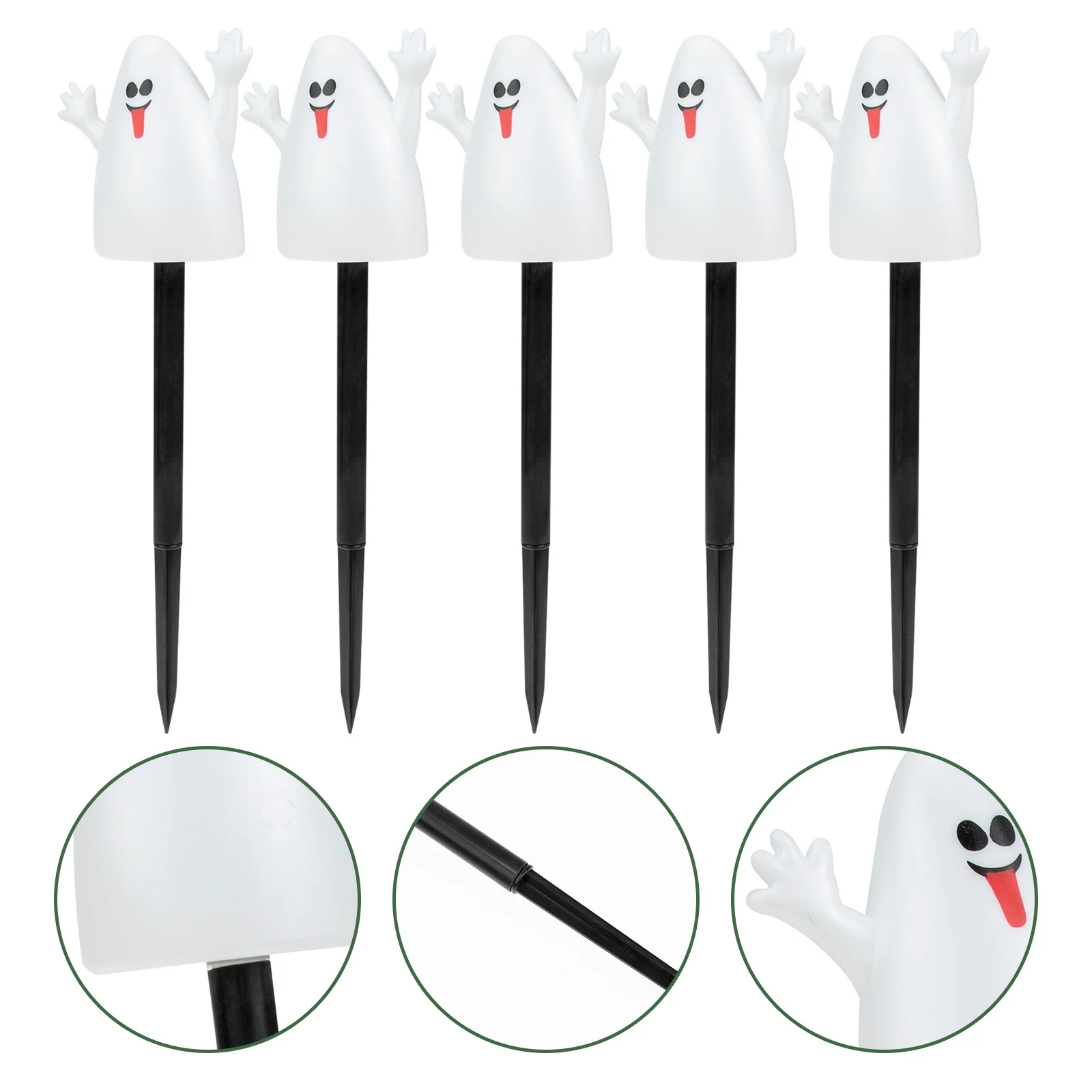 

5pcs Ghost Lawn Stakes Solar Powered Halloween Outdoor Decorations Wear-Resistant Ground Yard Decor Halloween Yard Stakes Garden