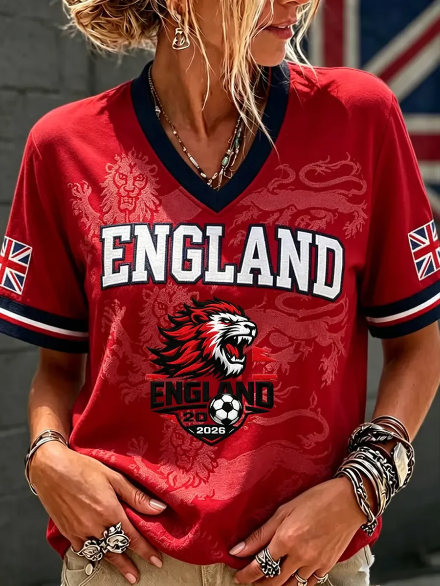 2026 England Fans Football Training T-shirt 3D Printed Short-Sleeved Shirt Retro T-shirt for Both Men and Women Harajuku Y2k Top