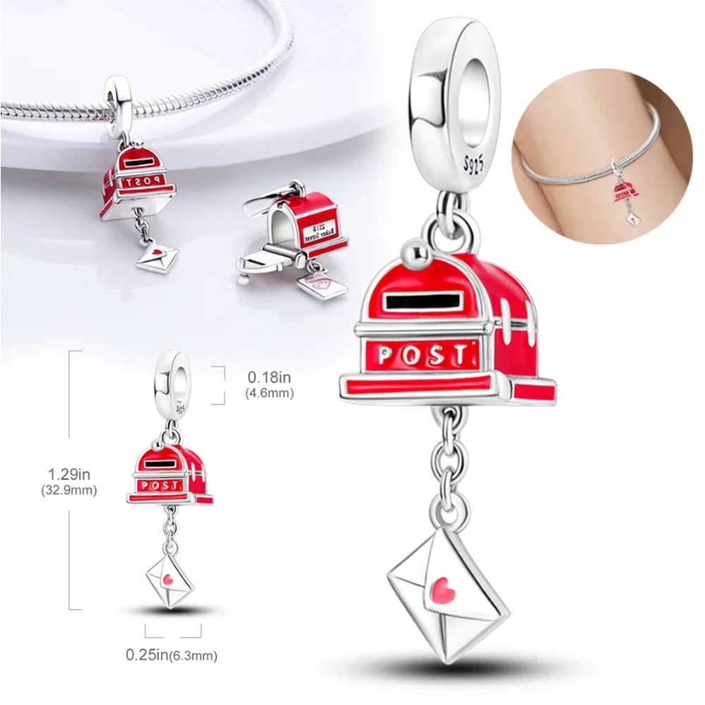 Original Charms 925 Silver Creative Email Envelope Beads Fit Charms Plata 925 Bracelets for Women Jewelry Making Fine Gifts