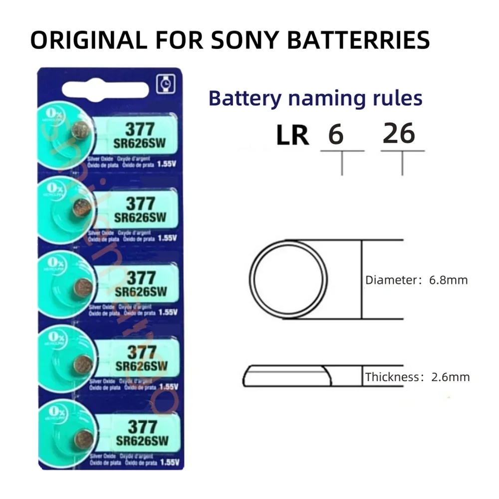 Original AG4 377 For SONY Button Batteries SR626SW SR626 177 376 626A LR66 LR626 Cell Coin Alkaline Battery For Watch Toys Cloc