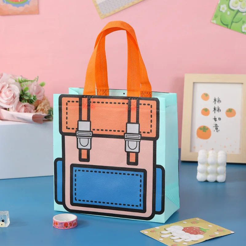 

Gift Bag Non-Woven File Handbag Cartoon Packaging Bag Colorful Storage Bag For Shopping Kids School Party Decor