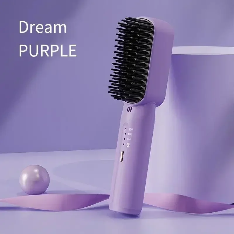 

Hair Straightener Comb Brush Cordless For Short HairCeramic Ionic Straightener Brush Styling Straightening Iron Comb