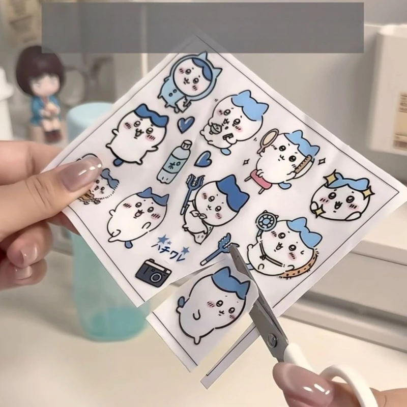 Chiikawa Original Hachiware Water Cup Transfer Sticker Chiikawa Cute Cartoon Crystal Waterproof Computer Decoration Girls Gift