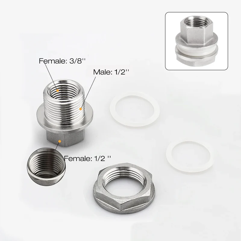 Weldless Bulkhead,1/2