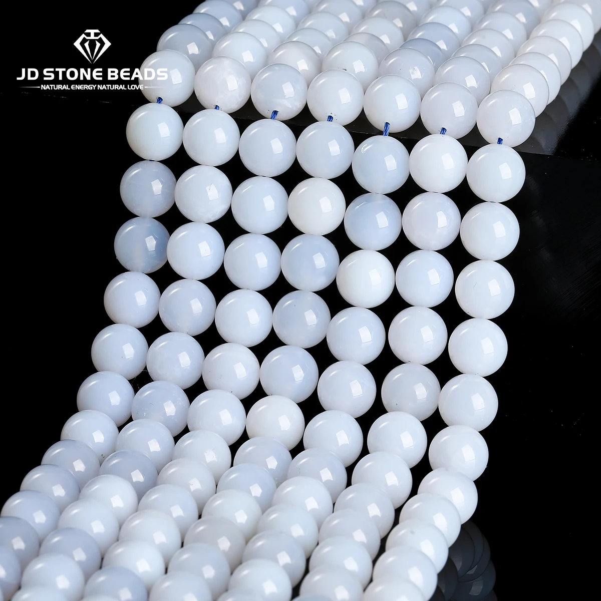 

5A Quality Natural Stone Blue Chalcedony Beads Round Loose Spacer Gmes Bead For Jewelry Making DIY Necklace Bracelet Accessory