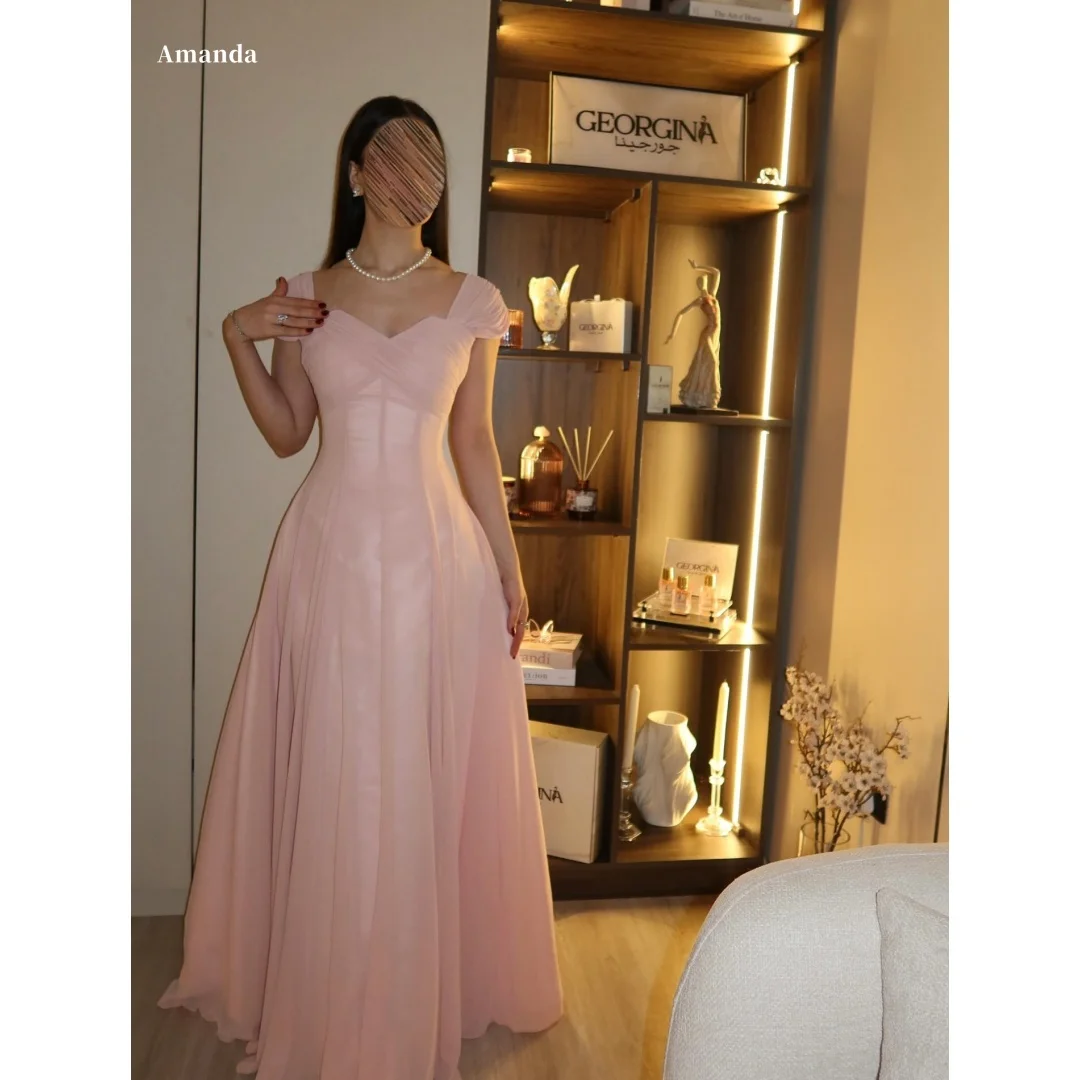 

Amanda Customized Blush Pink Sweetheart Prom Dress with Ruched Bodice and Flowing Chiffon Ball Gown Skirt vestidos de noche 2026