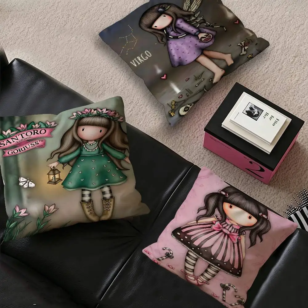 Cute Gorjusses Cartoon S-Santoro Pillow Cushion Cover Pillowcase Living Room Sofa Home Decor Customized