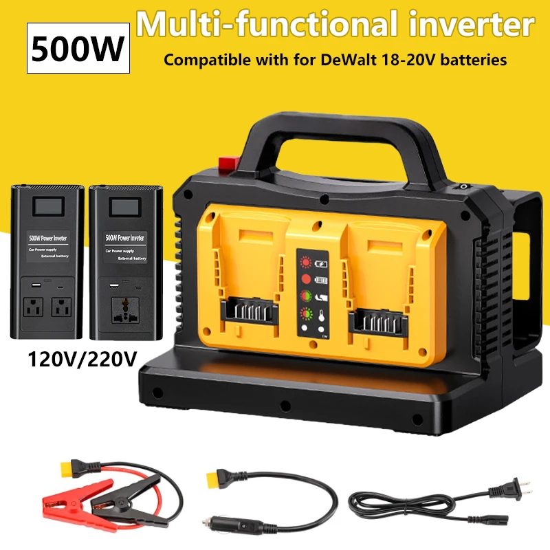 

500W Power Inverter for Dewalt 18-20V Battery 120V/220V EU/US/UK/AU Inverter Adapter Converter for Camping Travel Emergencies
