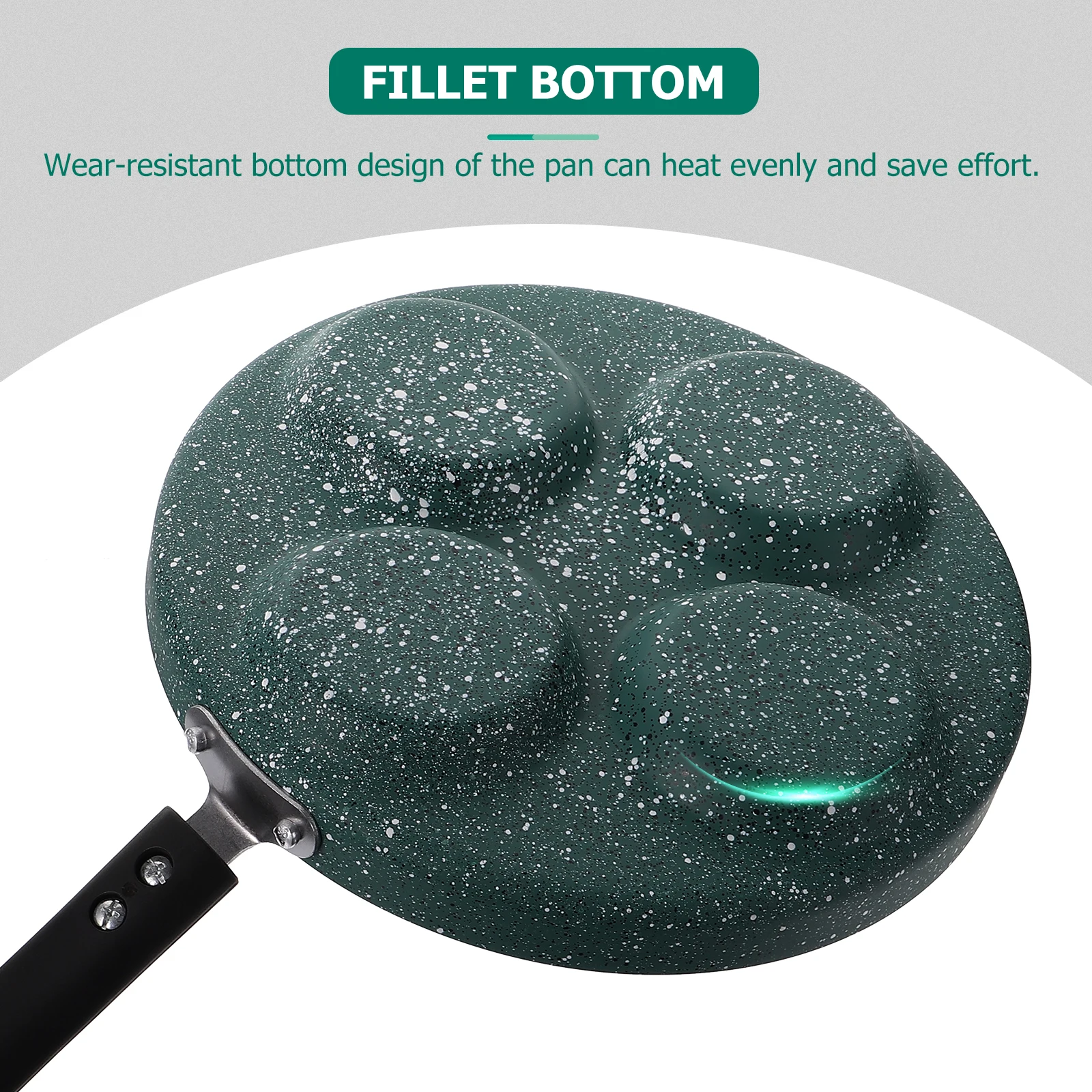 

Frying Pan Non stick Four Hole Omelette Long H Green Wear Resistant Bottom Even Heat Kitchen Pan Easy Clean Household