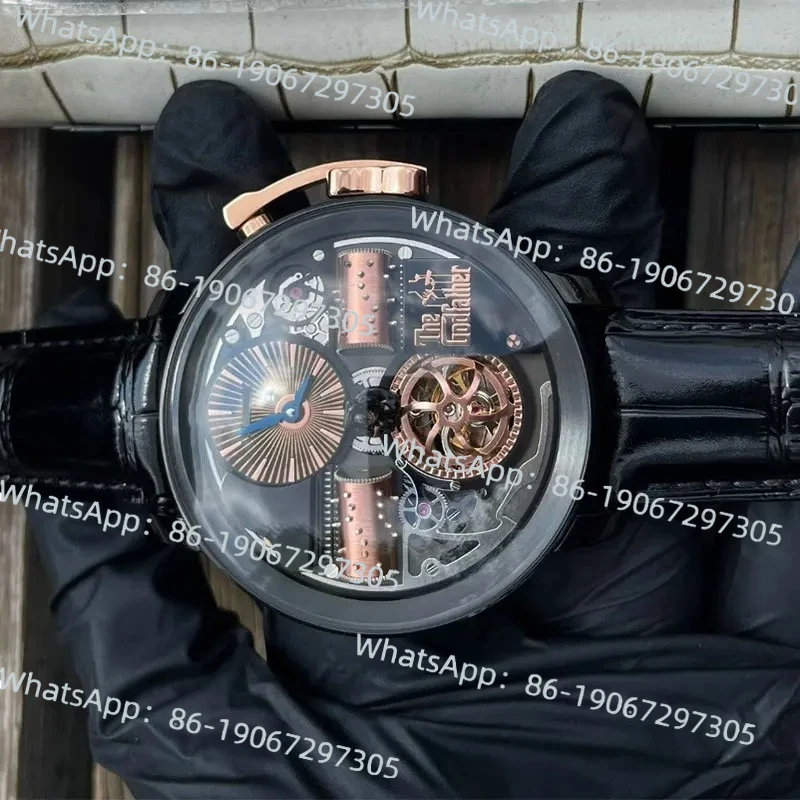

New Men's Fashion Casual Round Cool Large Dial Watch Personalized Trend Hollow Flywheel Automatic Mechanical