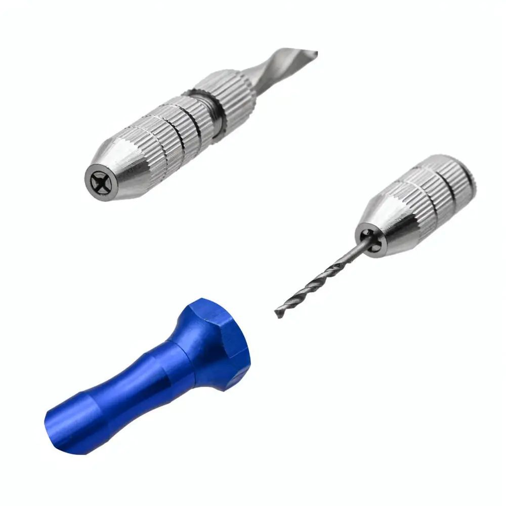 Blue Semi Automatic Hand Drill Tool Precise Manual Hole Drilling For Jewelry Model Craft Woodworking Hobby Bit Holder