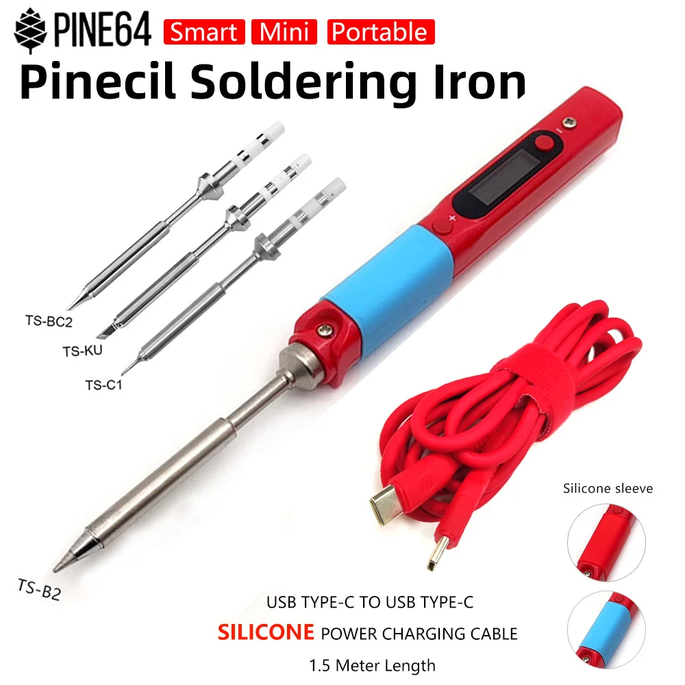 Pine64 Intelligent Portable Mini Smart Soldering Iron With Type-c to Usb-C Silicon Power Charging Cable Pinecil-bb2 BC2 KU C1