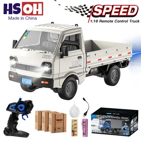 KF21 1:16 RC 자동차 2.4GHz 원격 제어 트럭, LED 및 스프레이 조명, 소년을 위한 드리프트 클라이밍 전기 장난감 어린이 생일 선물