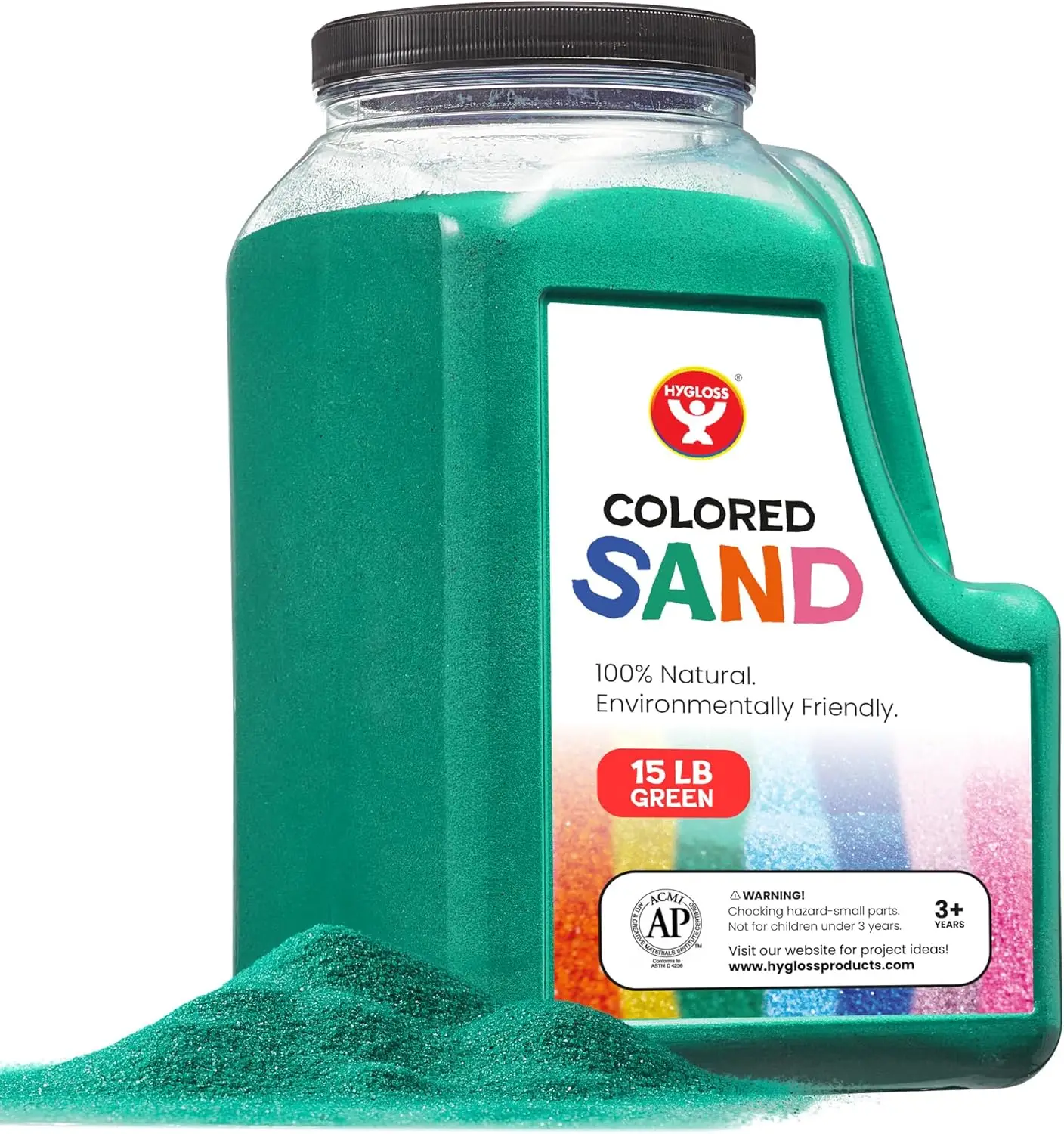 Colored Play Sand - 15 lb Green Craft Sand for Sand Art, Christmas Gifts & Decorations, DIY Projects, Classroom Activities, and