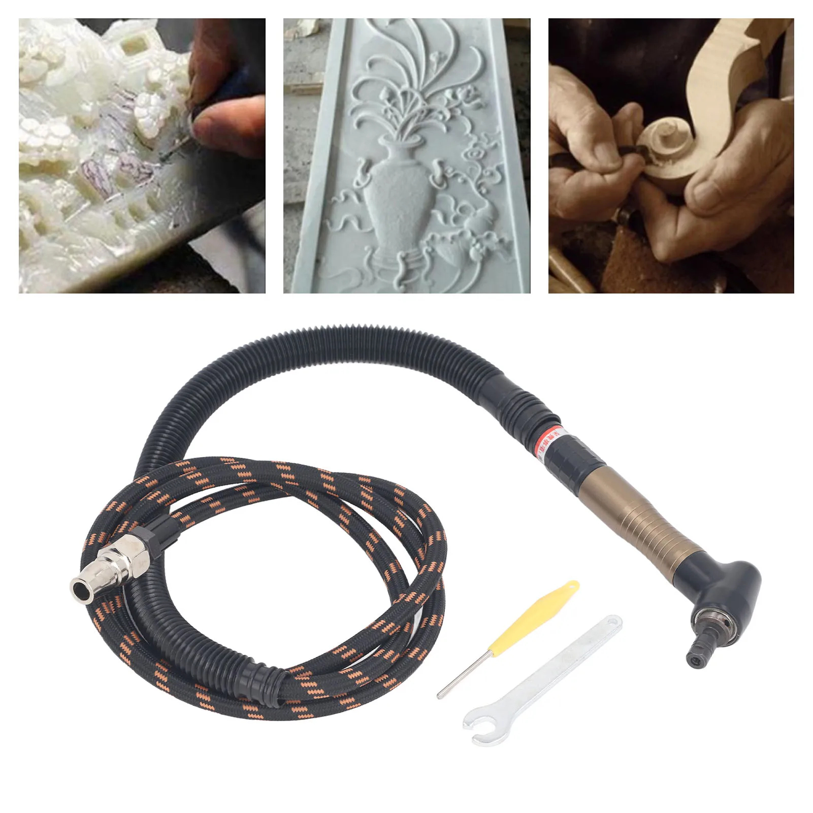 회전 스위치가 있는 공압식 마이크로 다이 그라인더 키트 23500rpm 엘보우 장착형 정밀 프로파일링 연마 디버링 챔퍼링용