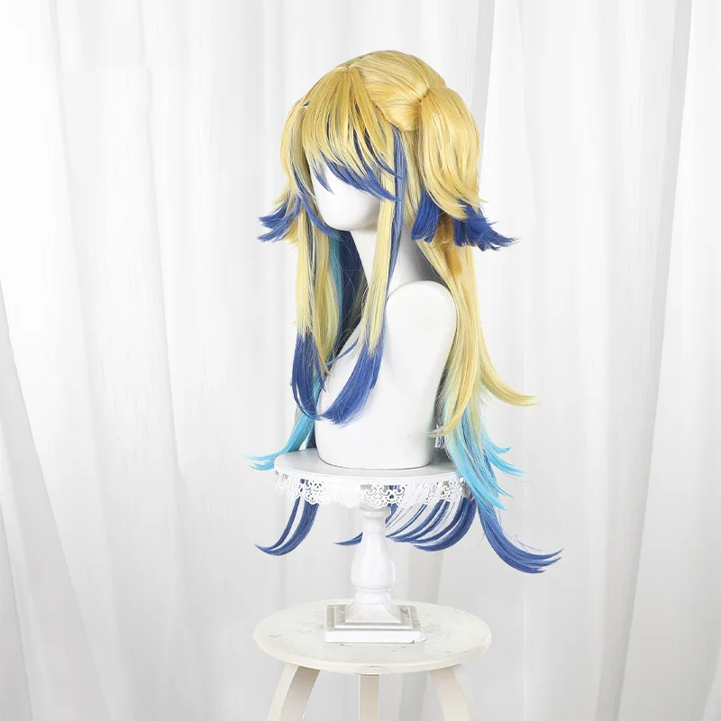 أنيمي جميلة ديربي Obey ماسترك شعر مستعار تأثيري شقراء والأزرق التدرج أنيمي شخصية الشعر لحفلة Comicon الكبار النساء الرجال #2