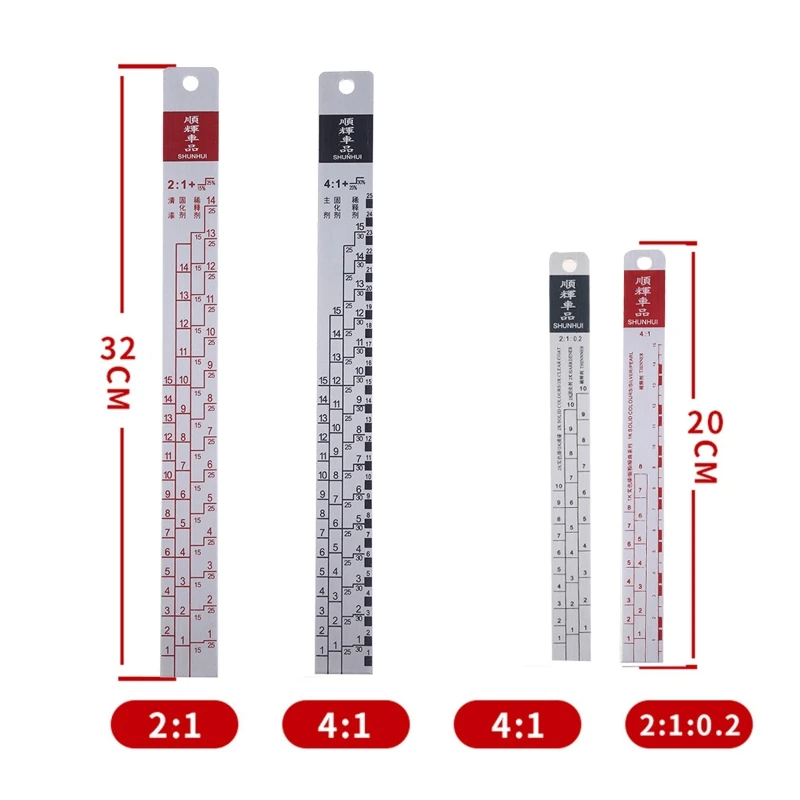 A2UD Standard Car Paint Ruler Suitable for Cars Mixing Tool Ruler Paint Tool Black/R-ed Car Paint Ruler