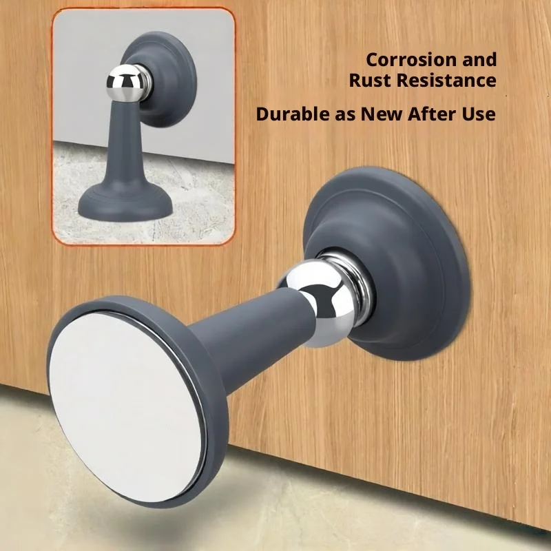 Silent Anti-Collision Silicone Door Holder, New No-Drill Strong Magnetic Household Floor Suction Door Stopper