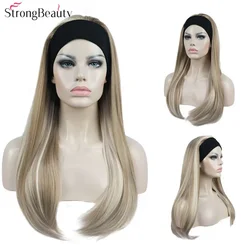 StrongBeauty Long Synthetic Straight Capless Wigs Half Ladies' 3/4 Wig With Headband Wig