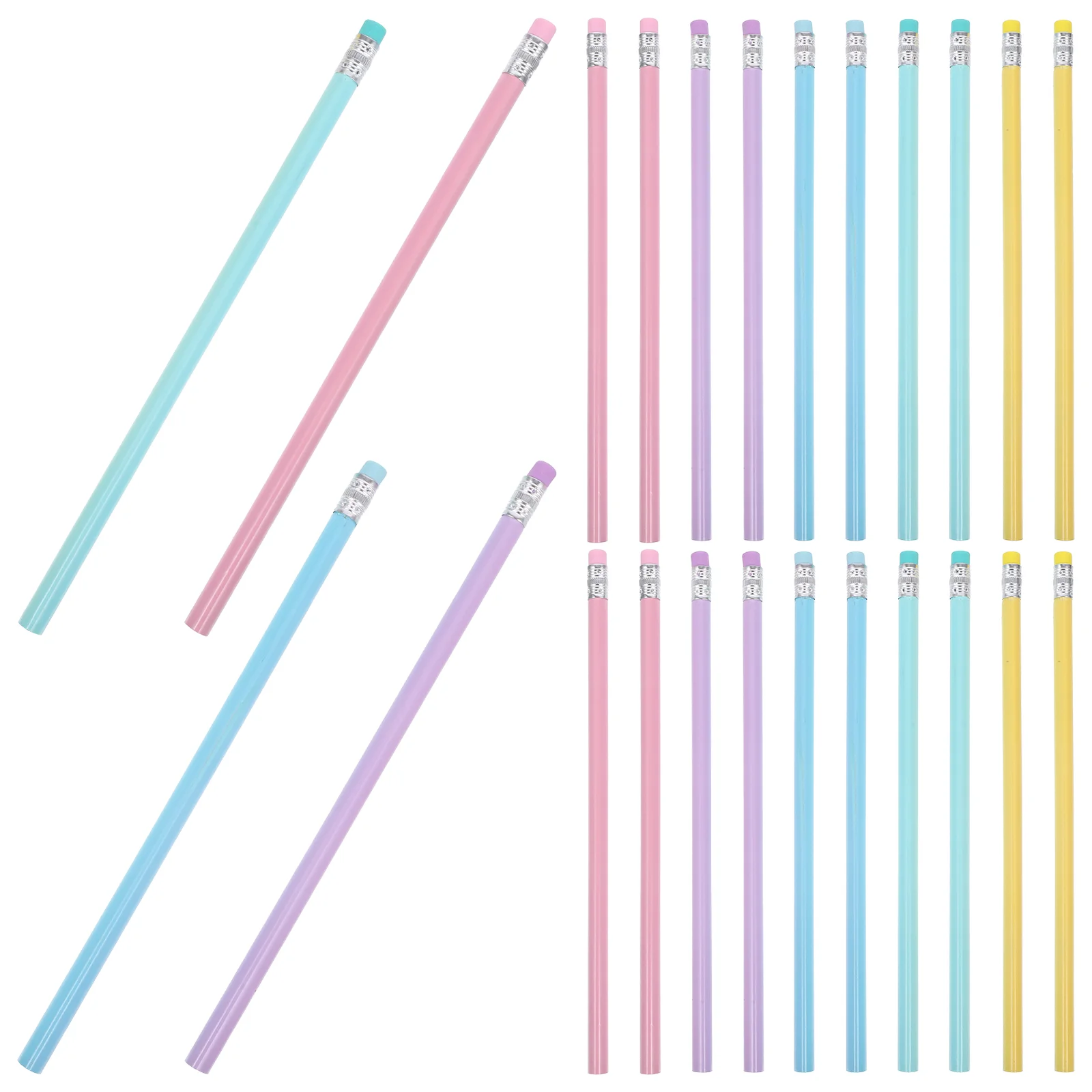 Macaron Ribbon Wipe Hb Triangular Pole Writing and Painting Posture Correction Student Pencil 50 Pieces Drawing Wooden