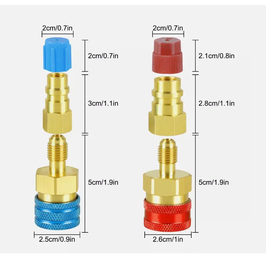 عالية/منخفضة الجانب مقرنات سريعة محول R1234YF إلى R134A طقم محوّل مقرنات سريعة الجانب تحويل سيارة المبردات شحن خرطوم