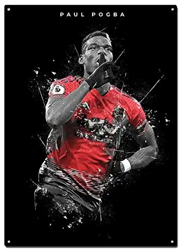 Paul Pogba Metall Zinn Zeichen, Fußball abstrakte Kunst Poster, dekorative Zeichen Wand kunst Wohnkultur-12x16 Zoll (30x40 cm)