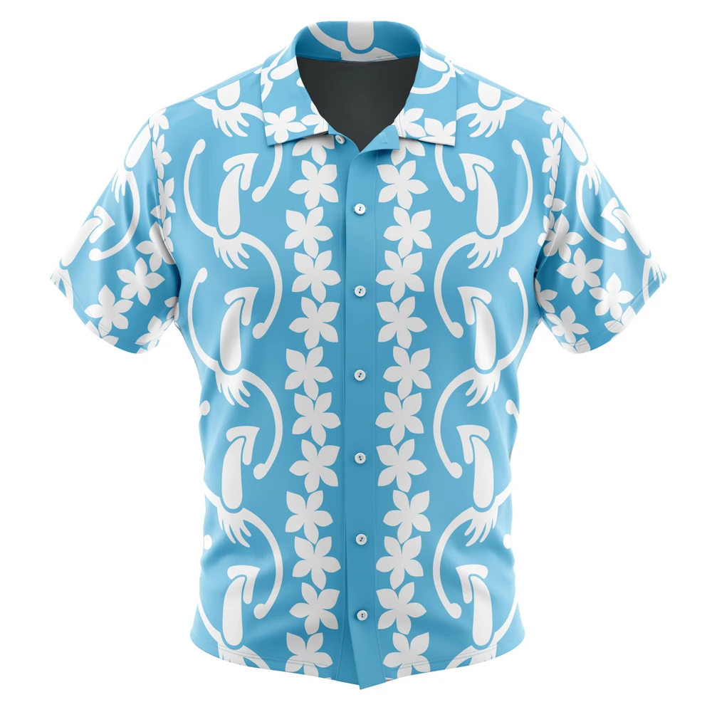 

Dancing Squid Aloha Splatoon Button Up Hawaiian Shirt Men's Japanese Casual Shirt Summer Wear Father and Son Role Play Clothing