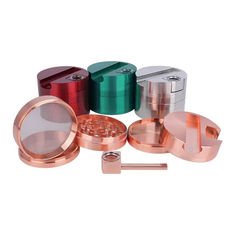 Multifunctional Zinc Alloy5 Layer Herb Tobacco Grind Spice Grinder chopped Portable Lighter Slot Handpipes Cigarette Holder