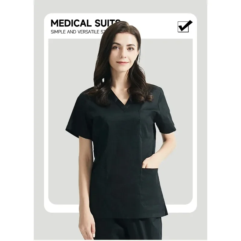 High Quality Ladies Workwear Classic V-neck Scrub Top High Quality Laboratory Workwear Beauty Salon Scrub Top and Pants